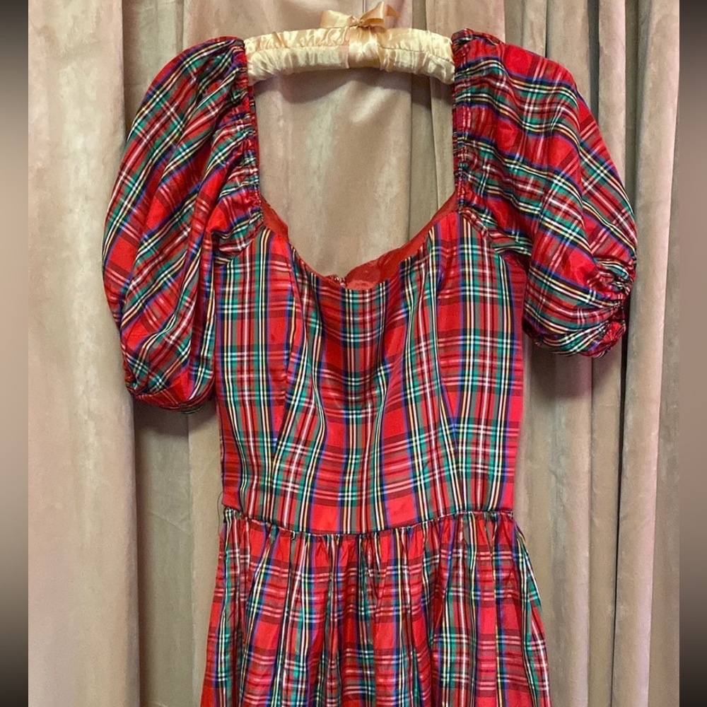 True vintage Victor Costa red plaid holiday Christmas dress - Picture 4 of 5